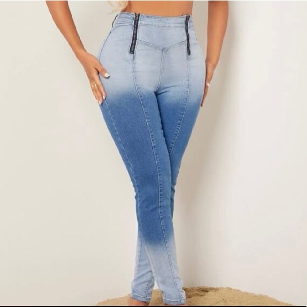 Shein SXY Zip Fly Ombré Skinny Jeans